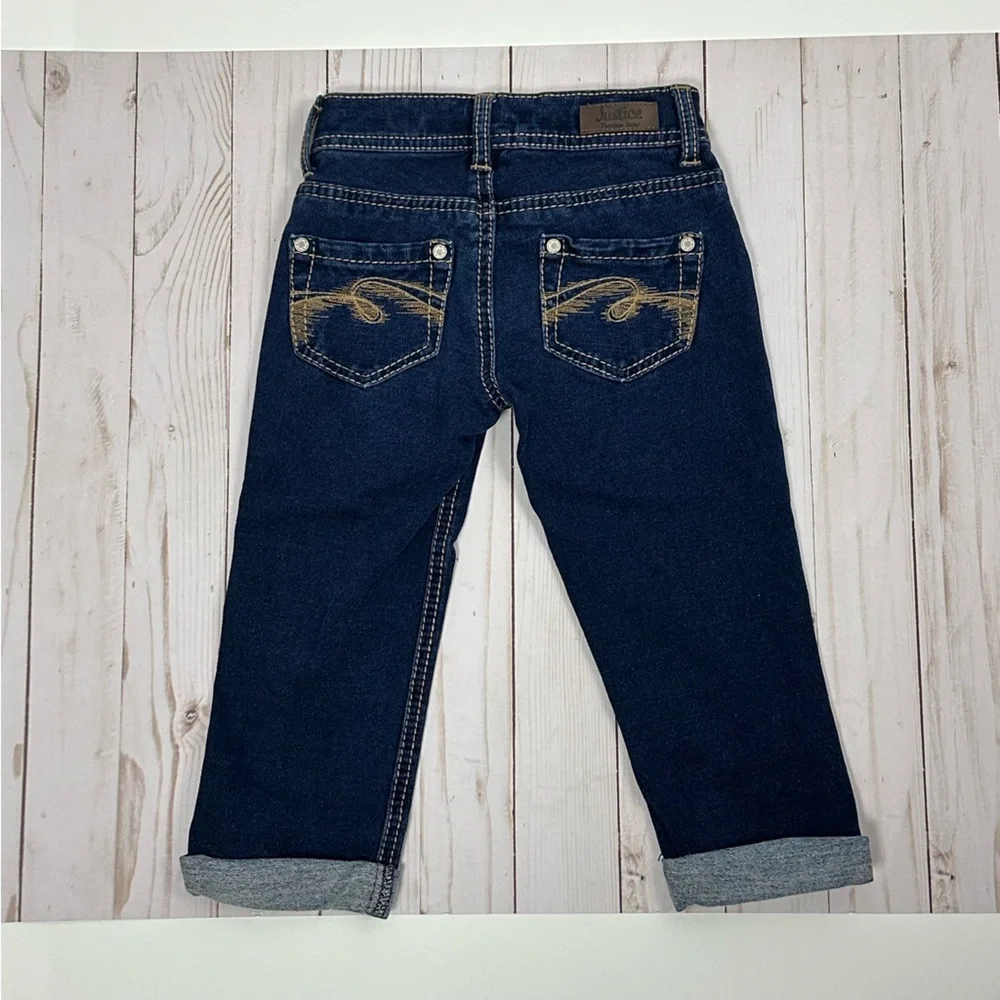 JUSTICE Premium Jeans  girl's blue with rolled cuffs - size 8S